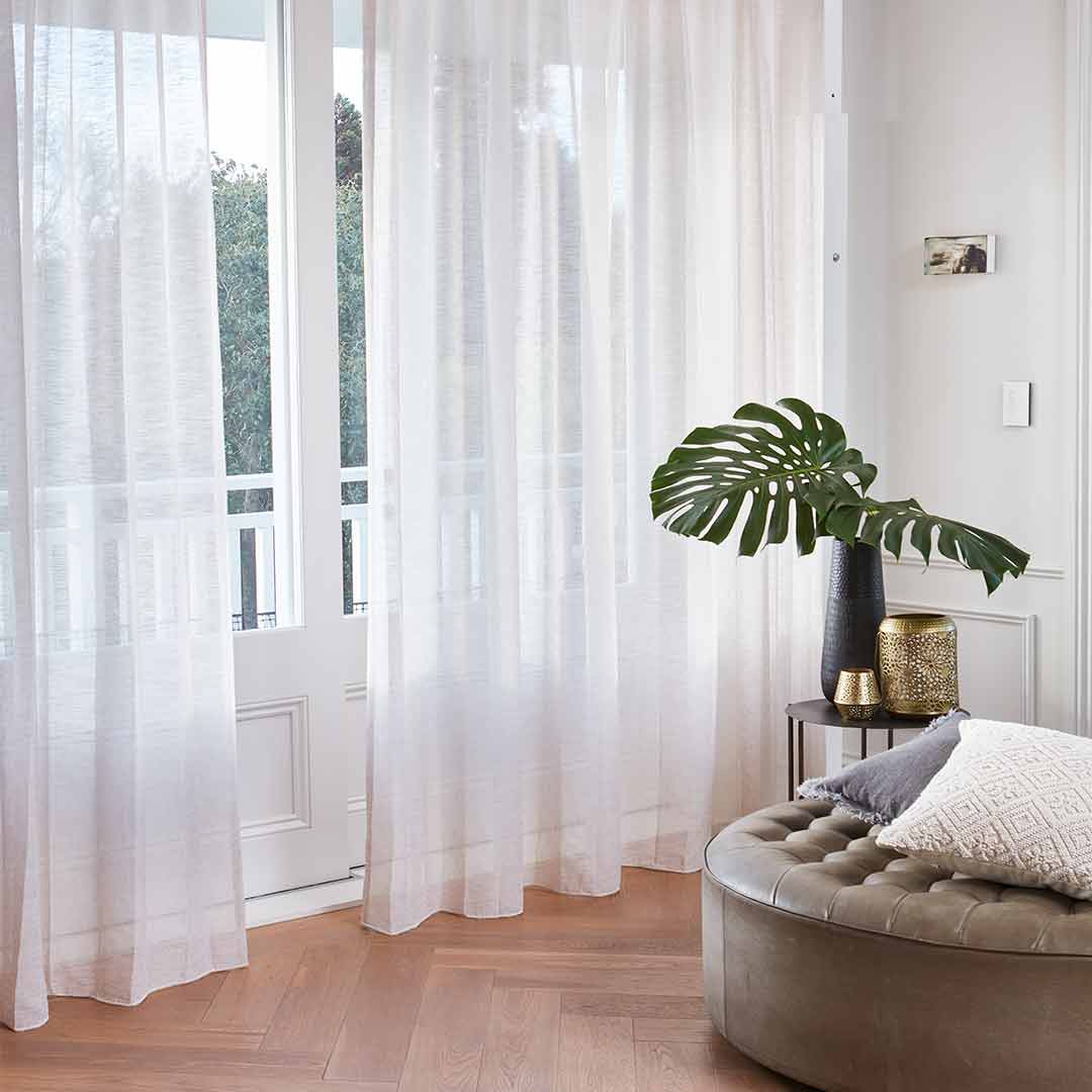 Panel de cortina de lino-algodón transparente